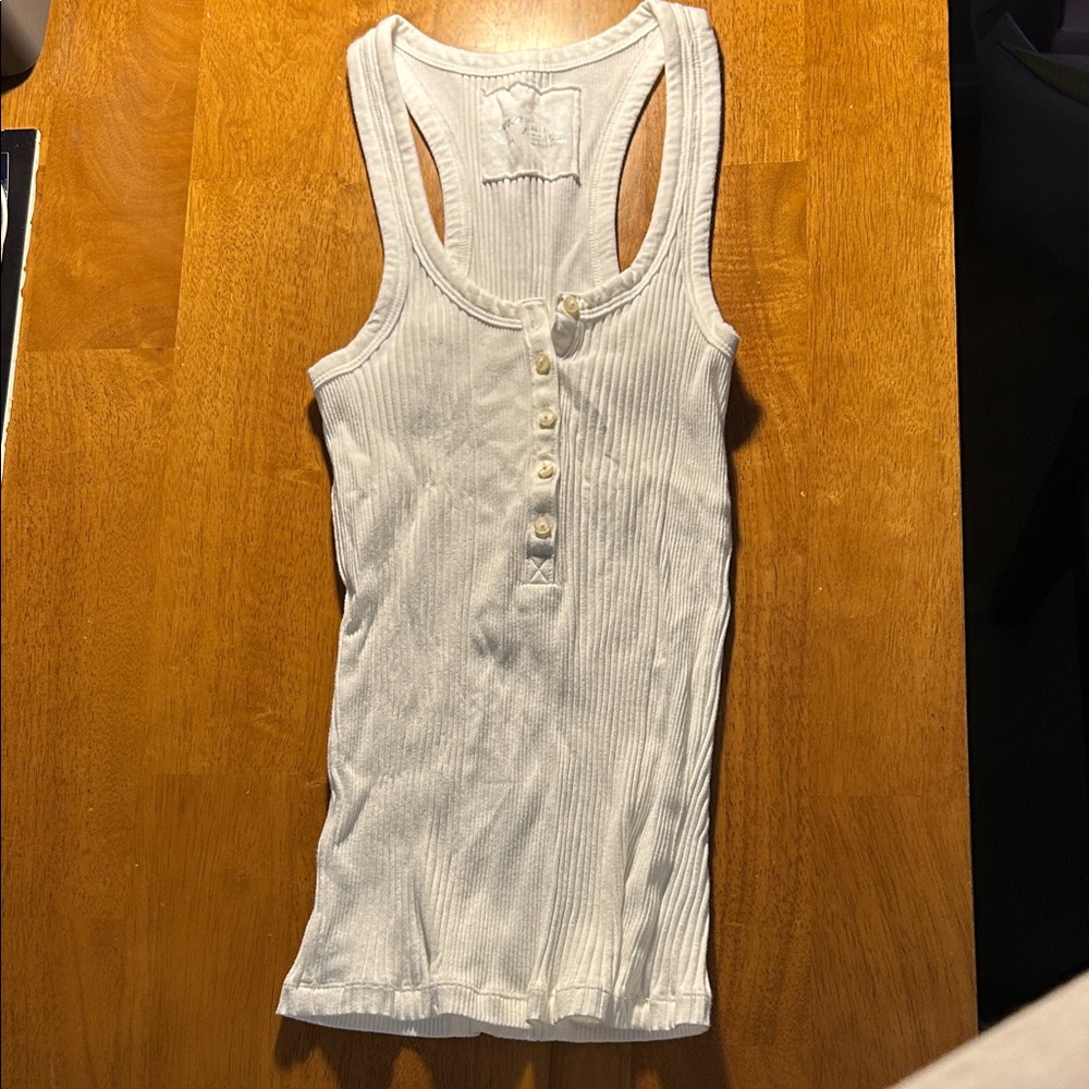 aerie White Ribbed Racerback Henley Tank